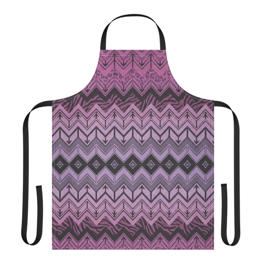 Purple Chevron Pattern Leopard & Zebra Print Strap Apron