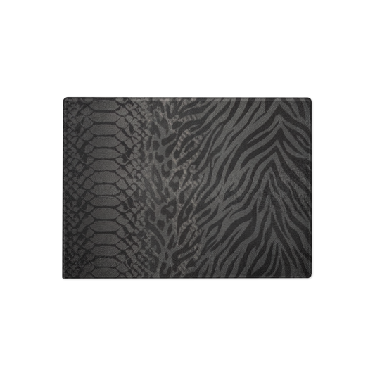 Gray & Black Zebra & Leopard Print Glass Cutting & Charcuterie Board