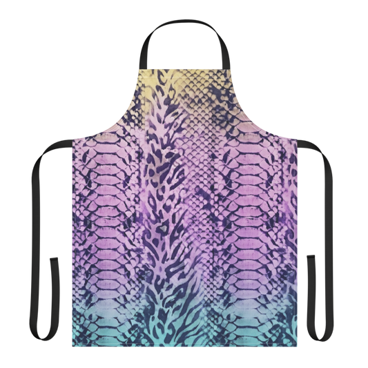 Faded Rainbow Snake Skin & Leopard Print Strap Apron