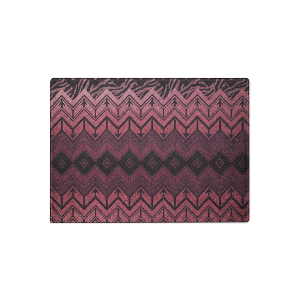 Pink Zebra & Leopard Print Special Edition Chevron Pattern Glass Cutting & Charcuterie Board