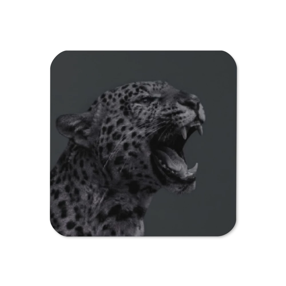 Gray Leopard Cork-Back Coaster