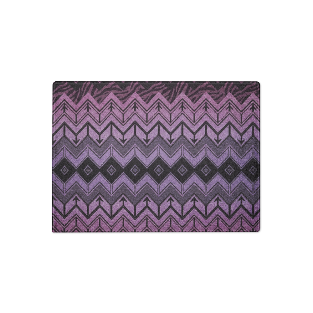 Purple Zebra & Leopard Print Special Edition Chevron Pattern Glass Cutting & Charcuterie Board