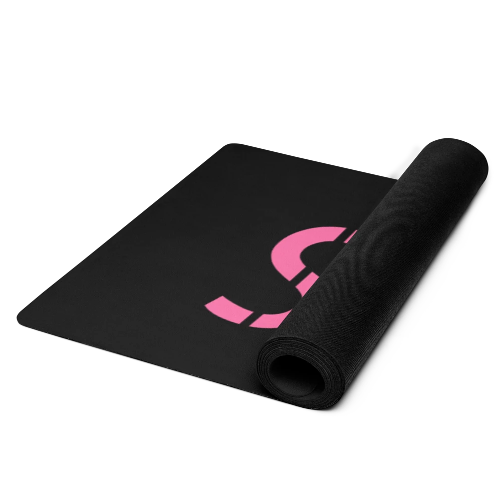 Black & Baby Pink Swag Era Print Yoga & Pilates Wellness Anti-Slip Mat