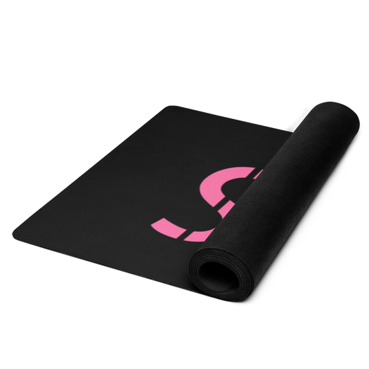 Black & Baby Pink Swag Era Print Yoga & Pilates Wellness Anti-Slip Mat