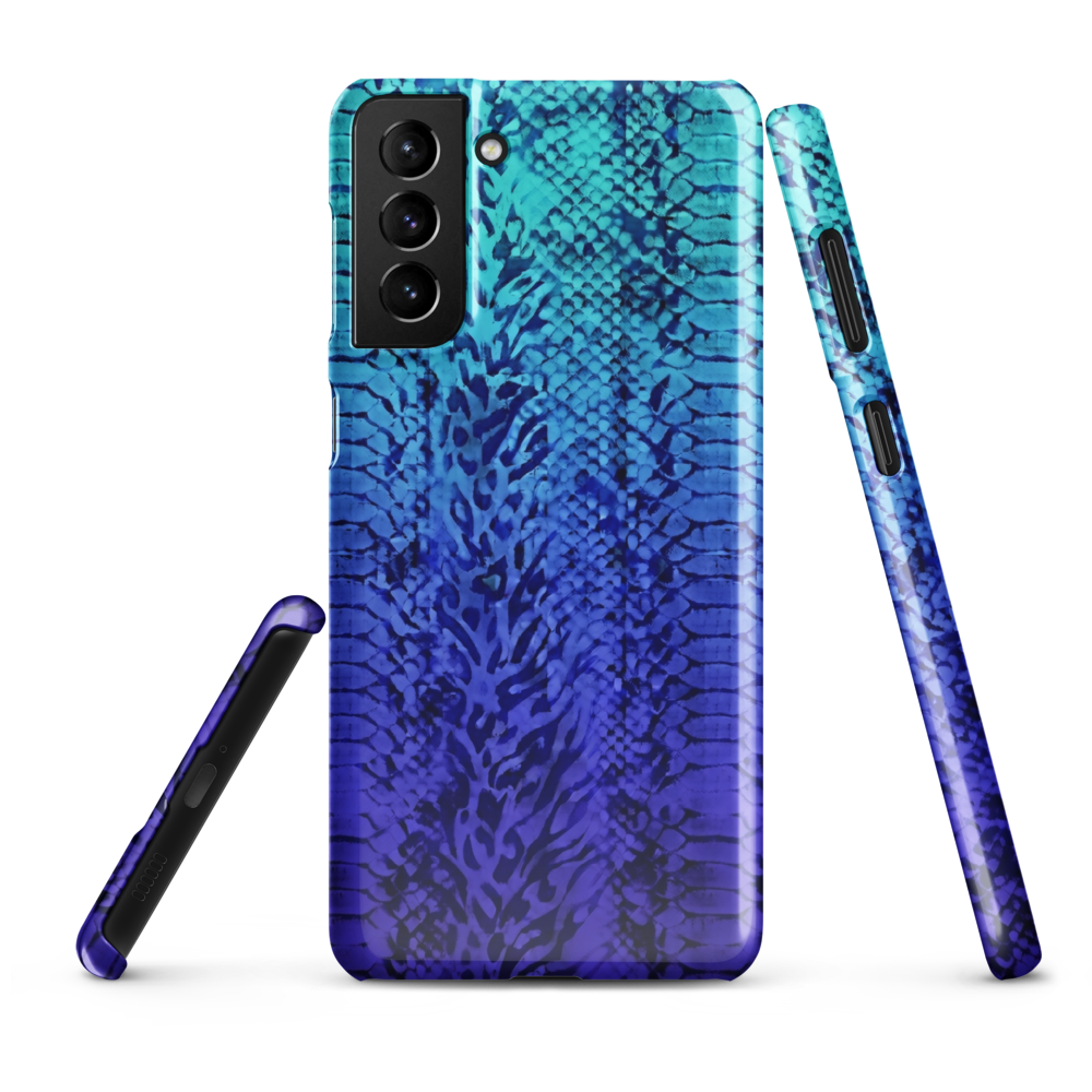 Vibrant Blue Snake & Leopard Print Snap Case for Samsung
