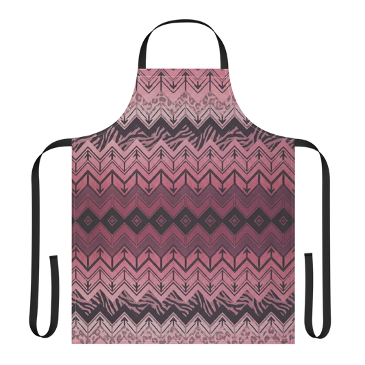 Pink Chevron Pattern Leopard & Zebra Print Strap Apron