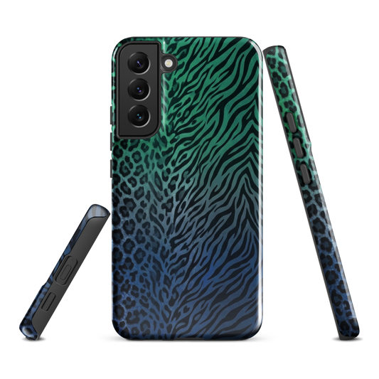 Blue to Teal Zebra & Leopard Print Tough Case for Samsung