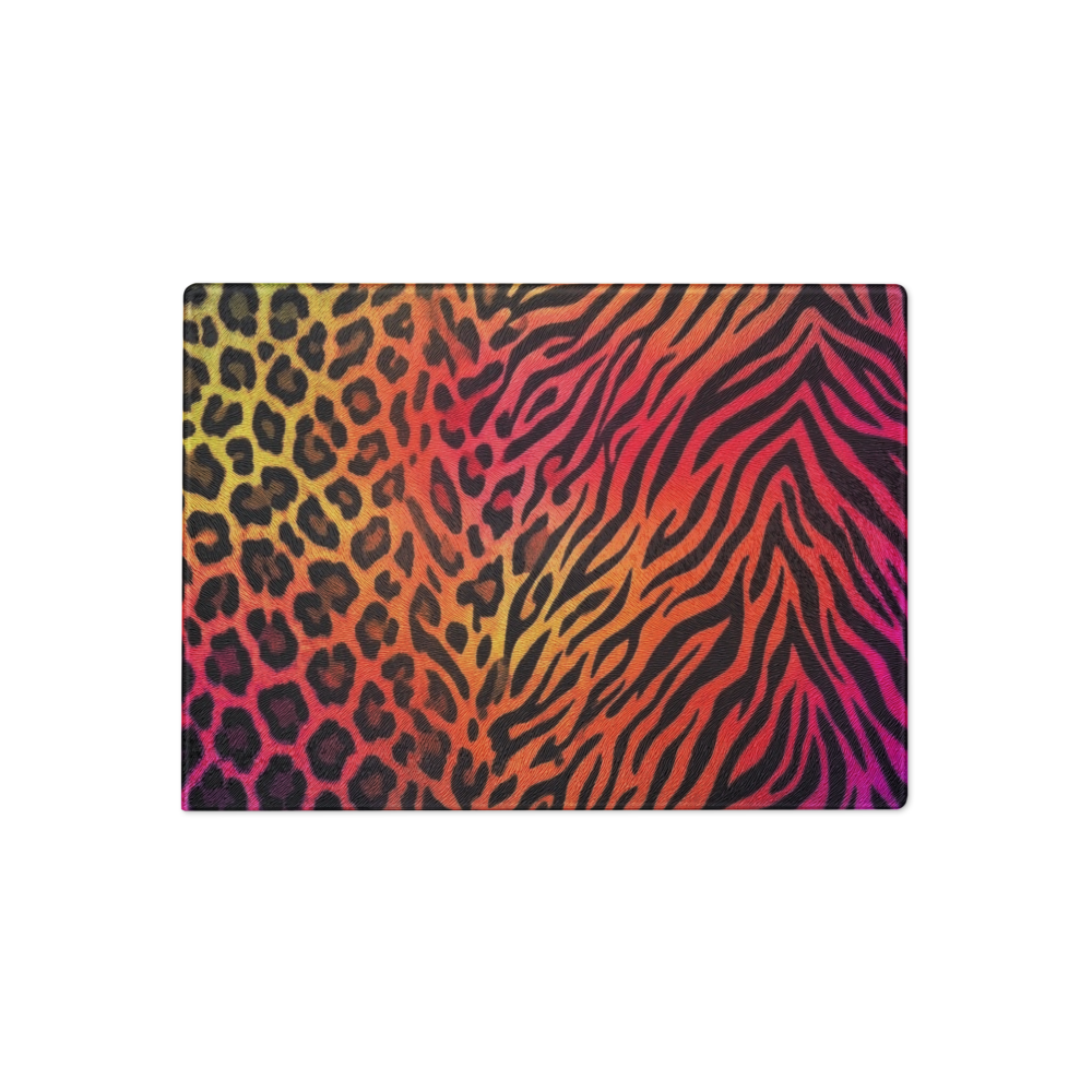 Rainbow Leopard & Zebra Print Glass Cutting & Charcuterie Board