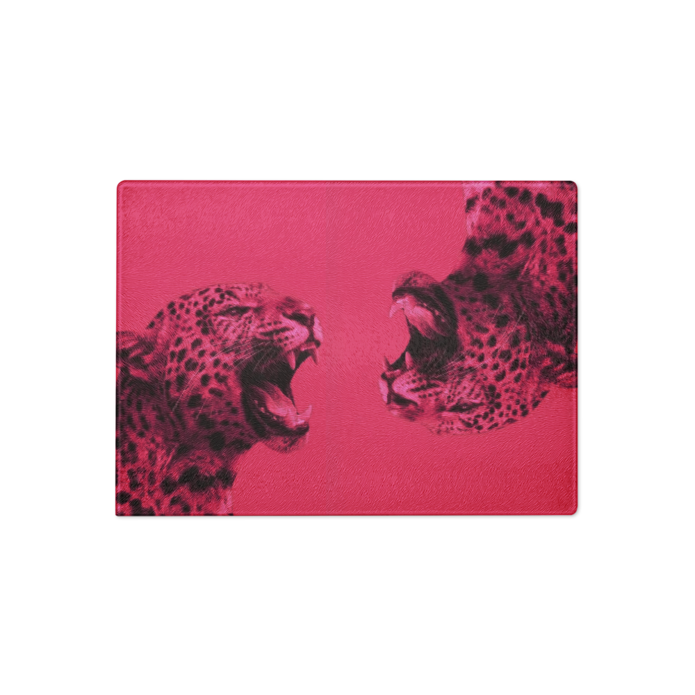 Pink Cheetah Print Glass Cutting Board