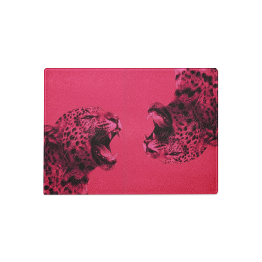 Pink Cheetah Print Glass Cutting Board