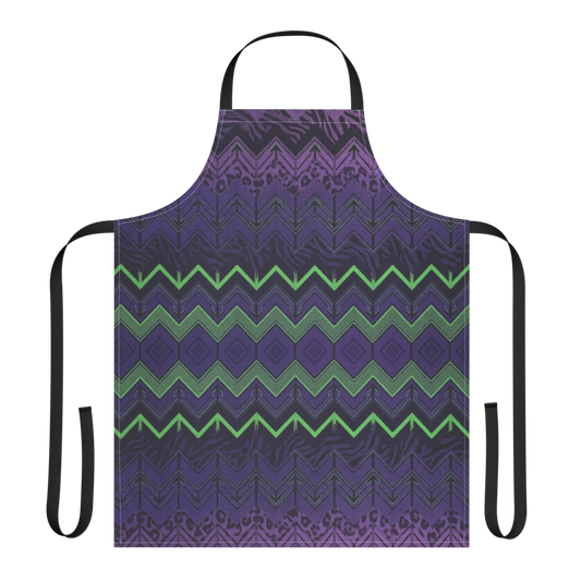 Halloween Purple & Green Chevron Zebra & Leopard Print Strap Apron