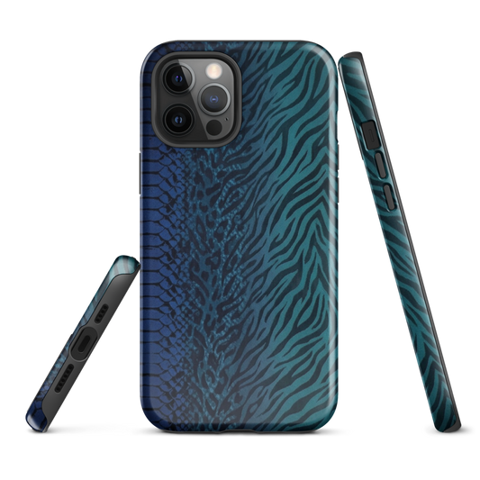 Blue & Teal Snake Skin Zebra & Leopard Print Tough Case for iPhone®