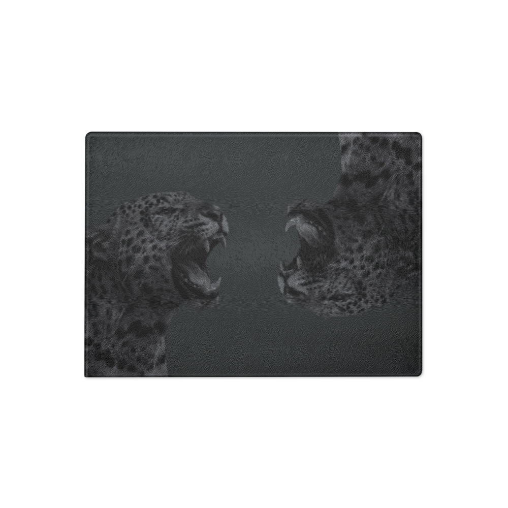Black & Grey Cheetah Print Glass Cutting Board