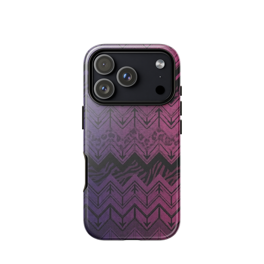 Purple to Pink Chevron Zebra & Leopard Print Tough Case for iPhone®