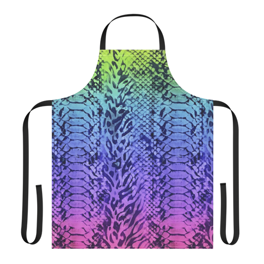 Neon Rainbow Snake & Leopard Print Strap Apron