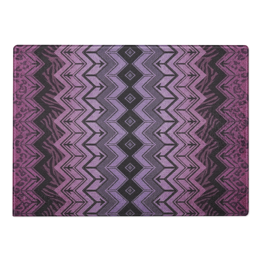 Purple Zebra & Leopard Print Special Edition Chevron Pattern Glass Cutting & Charcuterie Board