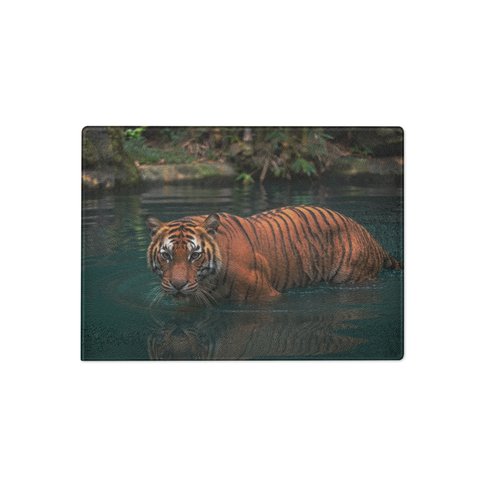 Tiger in Water Glass Cutting Board