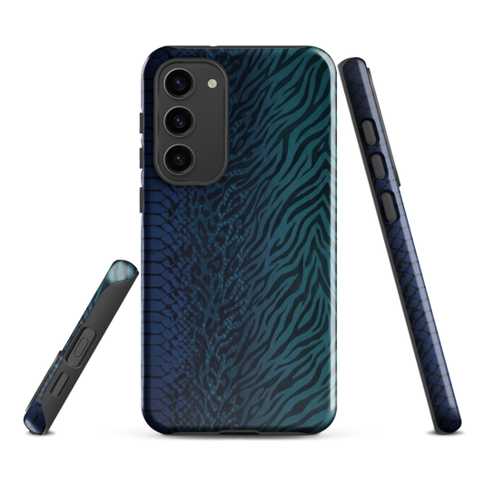 Blue & Teal Snake Skin Zebra & Leopard Print Tough Case for Samsung