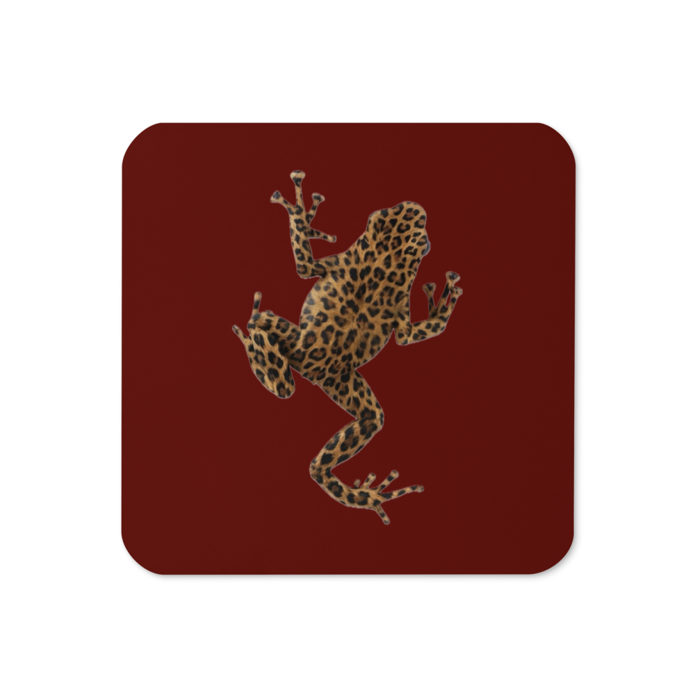 Red Leopard Frog Luxurious Cork-Back Coaster