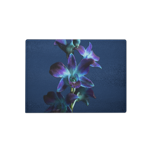 Navy Flower Glass Cutting Board