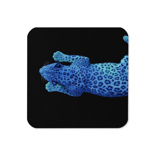 Blue Leopard Luxurious Cork-Back Coaster