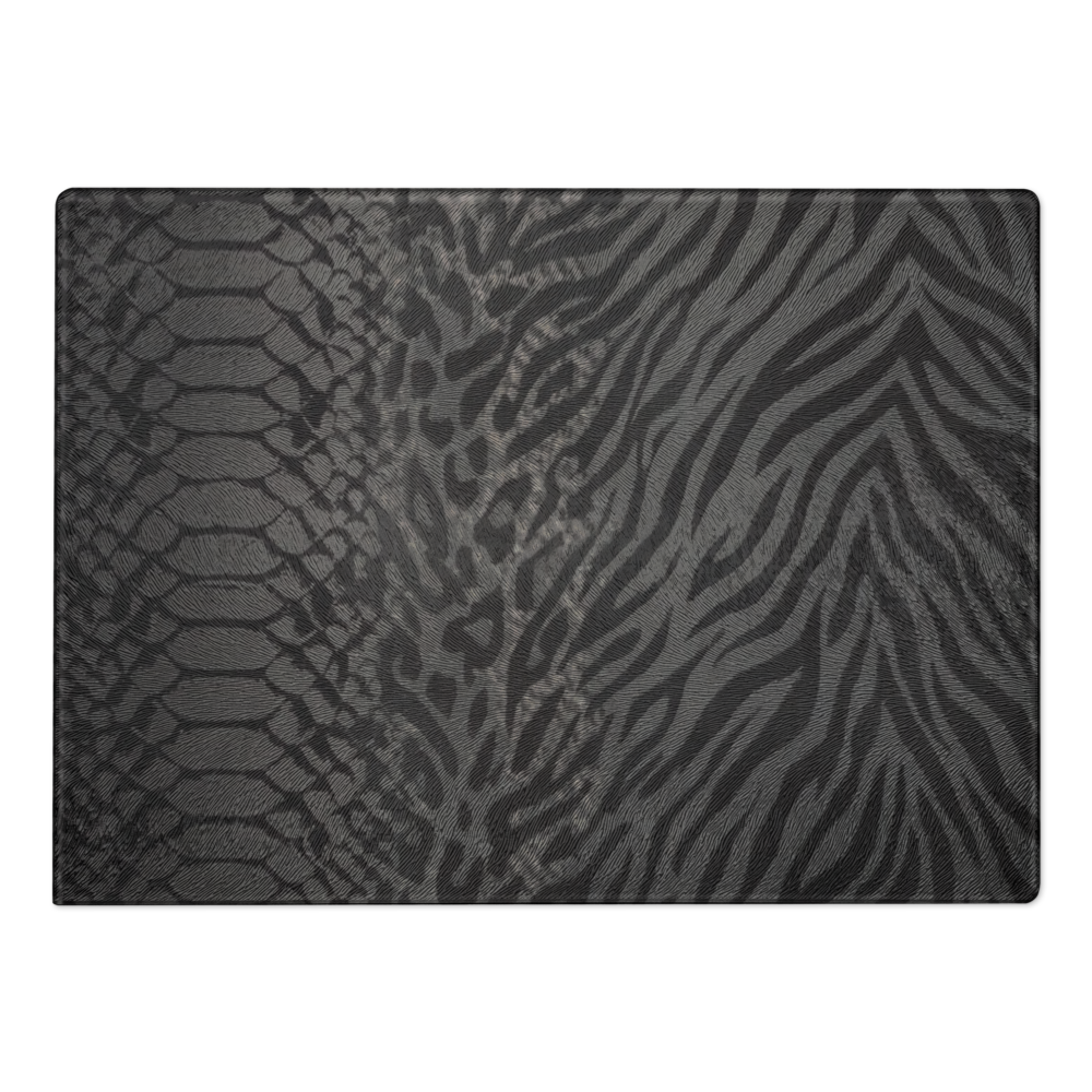 Gray & Black Zebra & Leopard Print Glass Cutting & Charcuterie Board