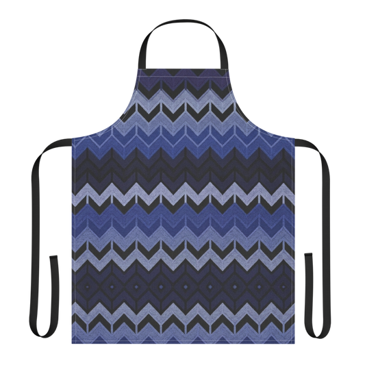 Blue Classic Chevron Pattern Strap Apron