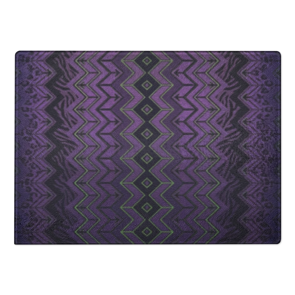 Halloween Purple & Green Zebra & Leopard Print Special Edition Chevron Pattern Glass Cutting & Charcuterie Board