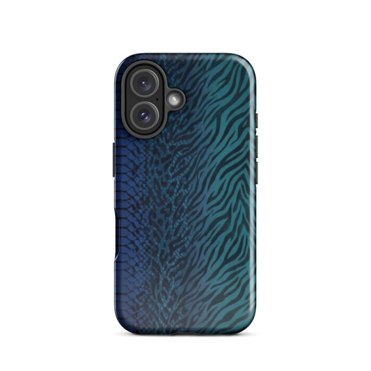 Blue & Teal Snake Skin Zebra & Leopard Print Tough Case for iPhone®