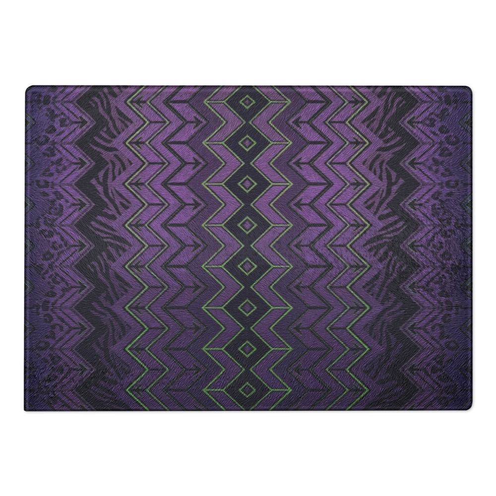 Halloween Purple & Green Zebra & Leopard Print Special Edition Chevron Pattern Glass Cutting & Charcuterie Board