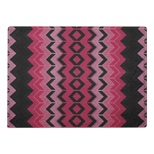 Classic Pink Chevron Pattern Glass Cutting & Charcuterie Board
