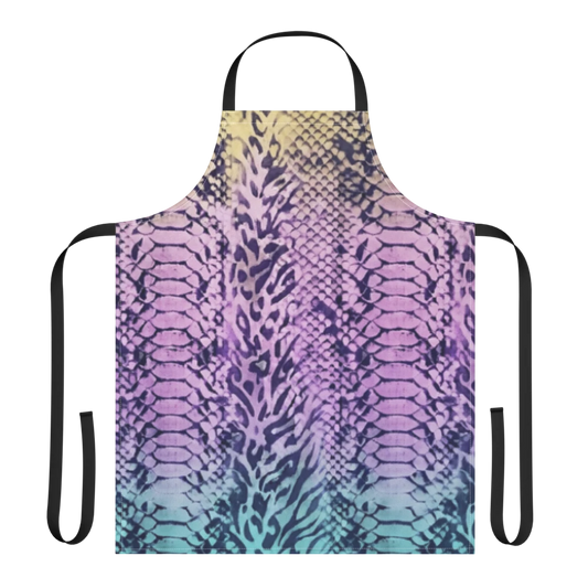 Faded Rainbow Snake Skin & Leopard Print Strap Apron