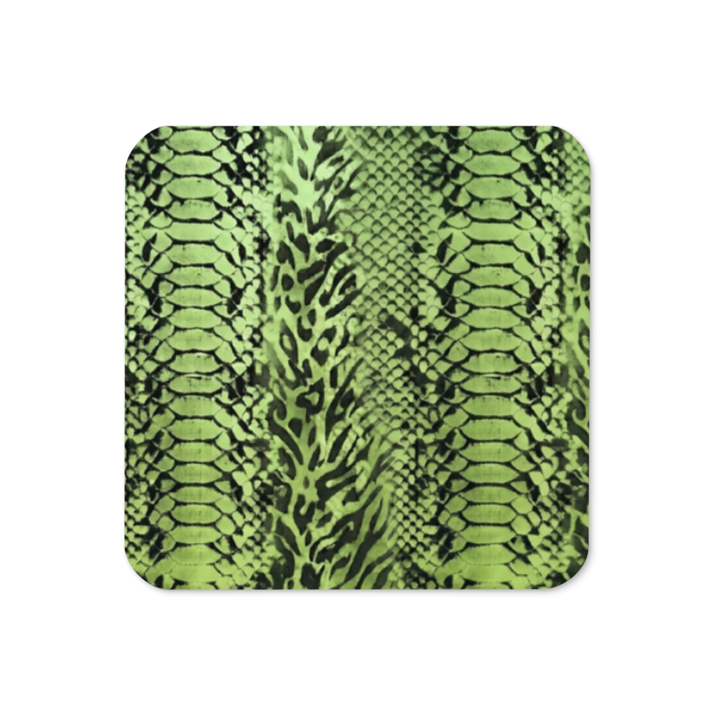 Green Snake Skin & Leopard Print Cork-Back Coaster