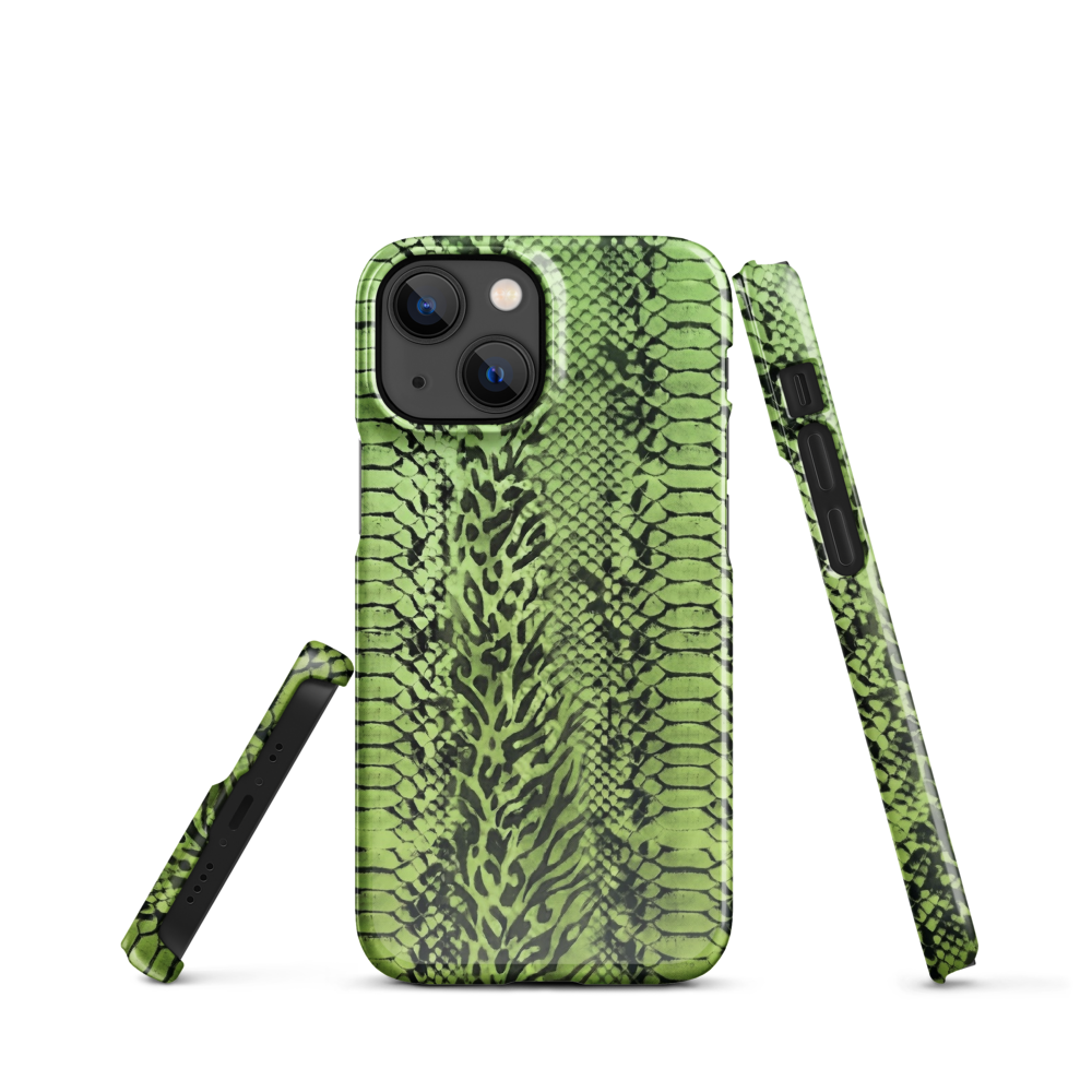 Green Snake Leopard & Zebra Print Snap Case for iPhone