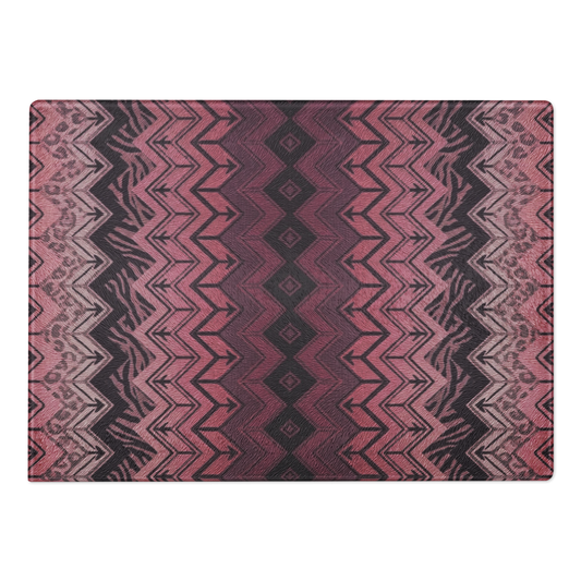 Pink Zebra & Leopard Print Special Edition Chevron Pattern Glass Cutting & Charcuterie Board