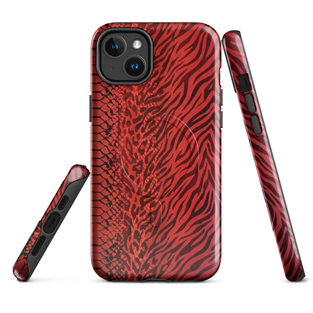 Red Zebra Snake & Leopard Print MagSafe Tough Case for iPhone®