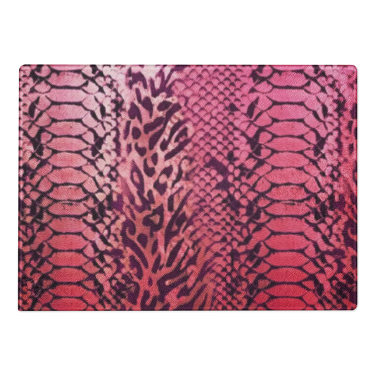 Pink Snake Skin & Leopard Print Glass Cutting & Charcuterie Board