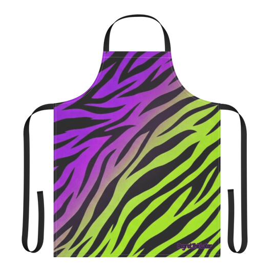 Neon Purple and Green Zebra Print Strap Apron
