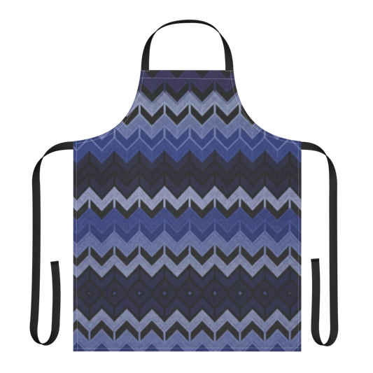 Blue Classic Chevron Pattern Strap Apron