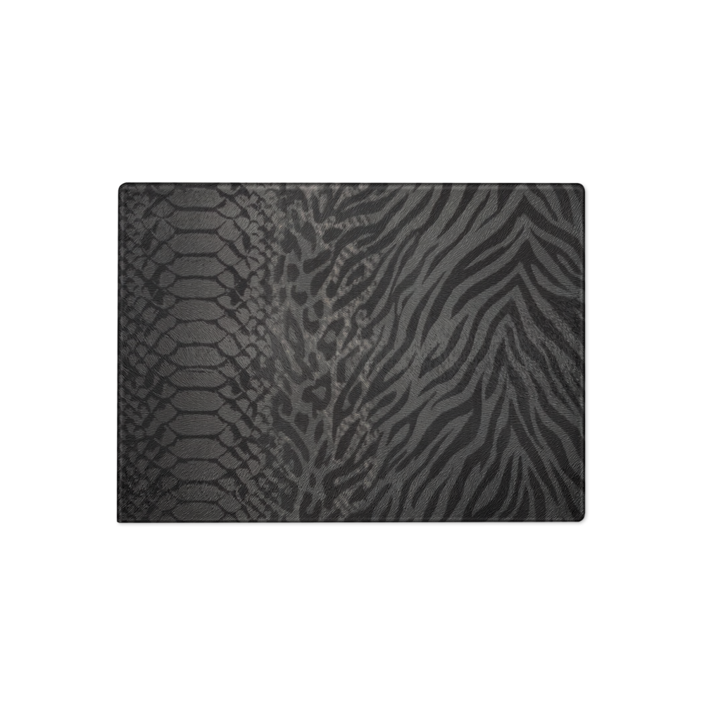 Gray & Black Zebra & Leopard Print Glass Cutting & Charcuterie Board