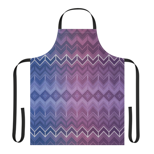 Blue Purple & White Chevron Pattern Strap Apron