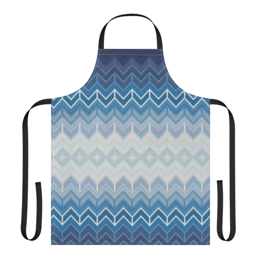 Blue Classic Chevron Pattern Strap Apron