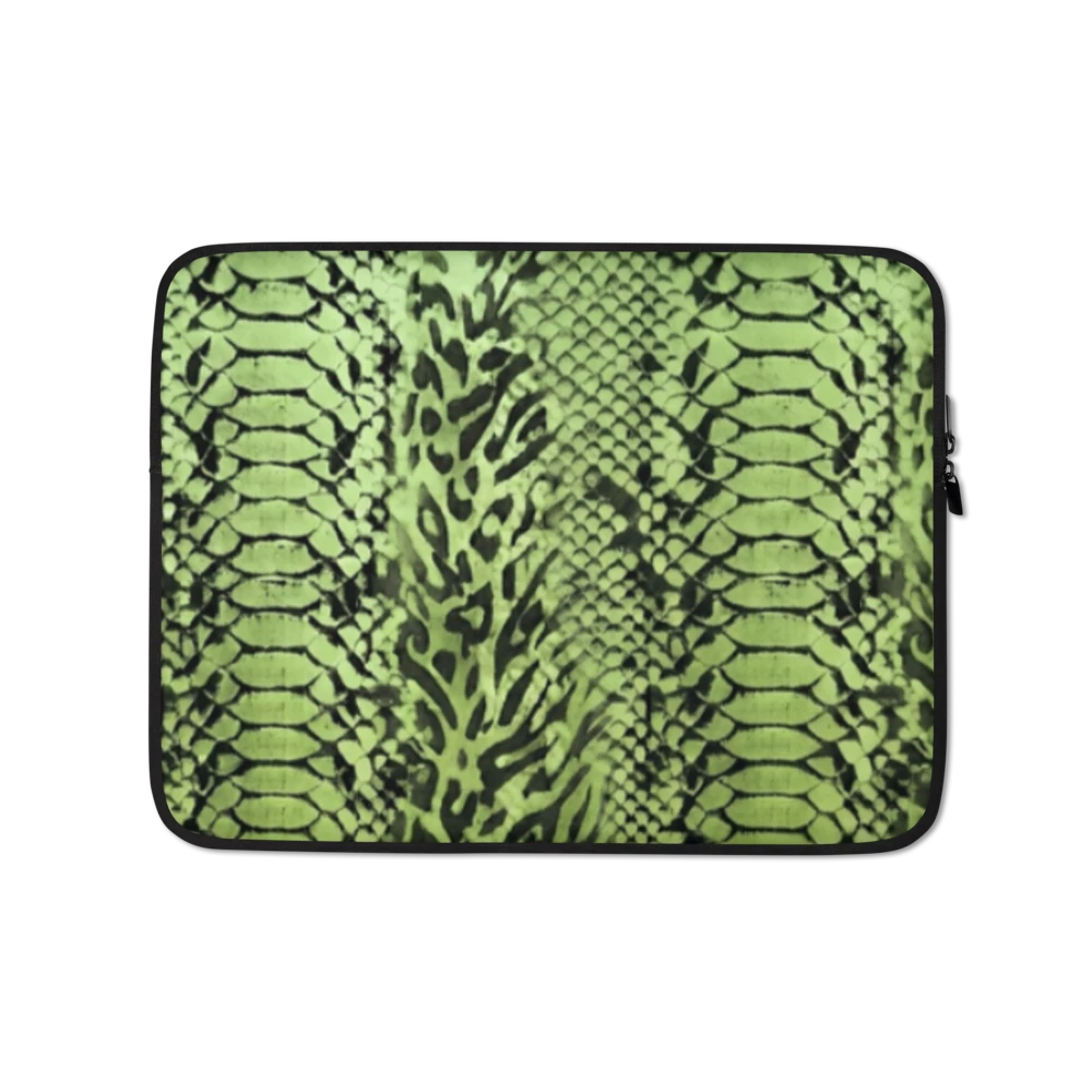 Green Snake Skin & Leopard Print Laptop Sleeve