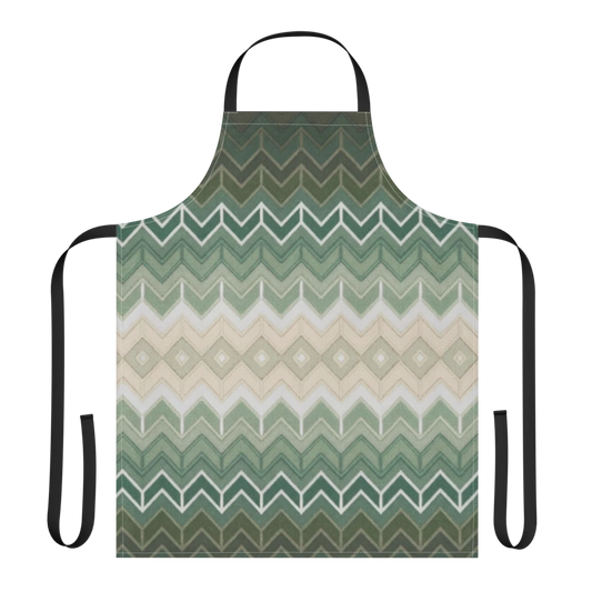 Green Classic Chevron Pattern Strap Apron