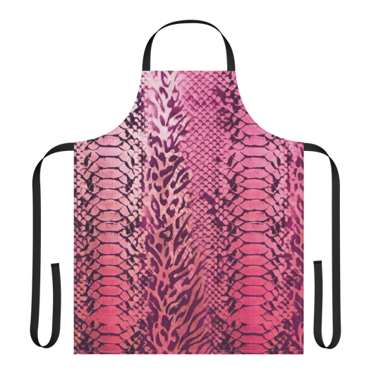 Pink Snake Skin & Leopard Print Strap Apron