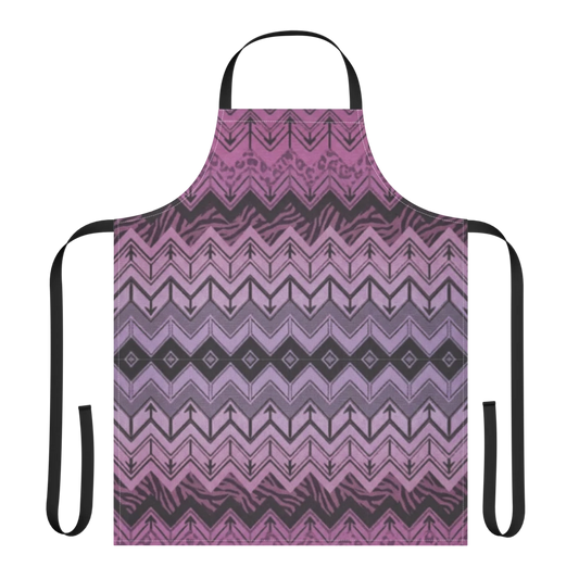 Purple Chevron Pattern Leopard & Zebra Print Strap Apron