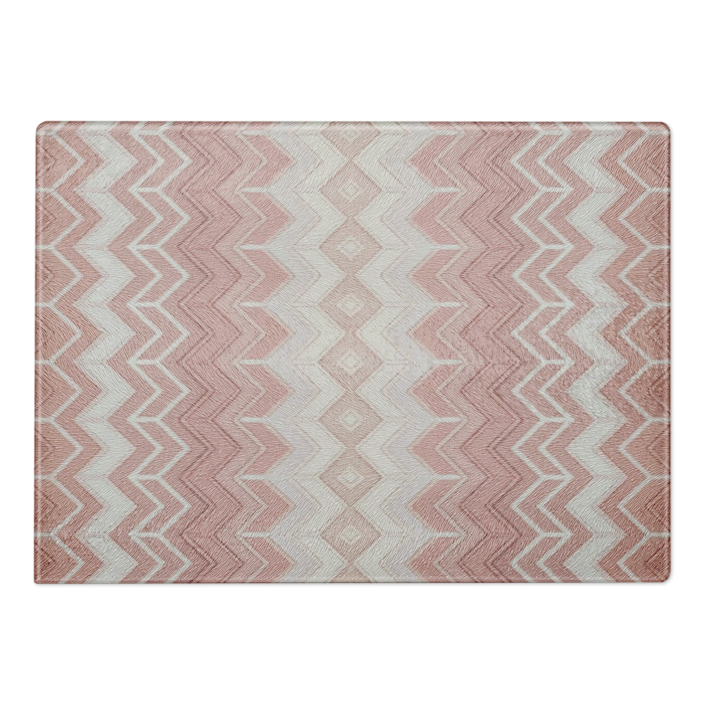 Pink & White Classic Chevron Pattern Glass Cutting & Charcuterie Board