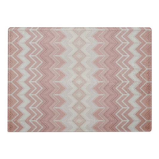 Pink & White Classic Chevron Pattern Glass Cutting & Charcuterie Board