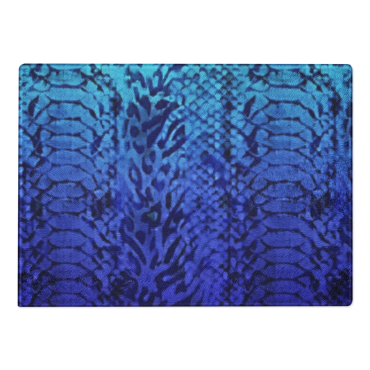Blue Snake Skin & Leopard Print Glass Cutting & Charcuterie Board