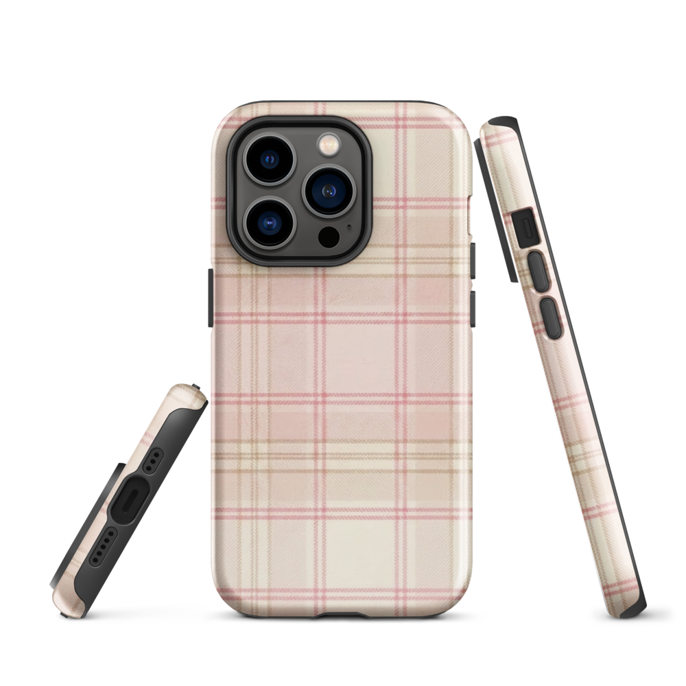 Pink & Cream Plaid Coquette Print Tough Case for iPhone®